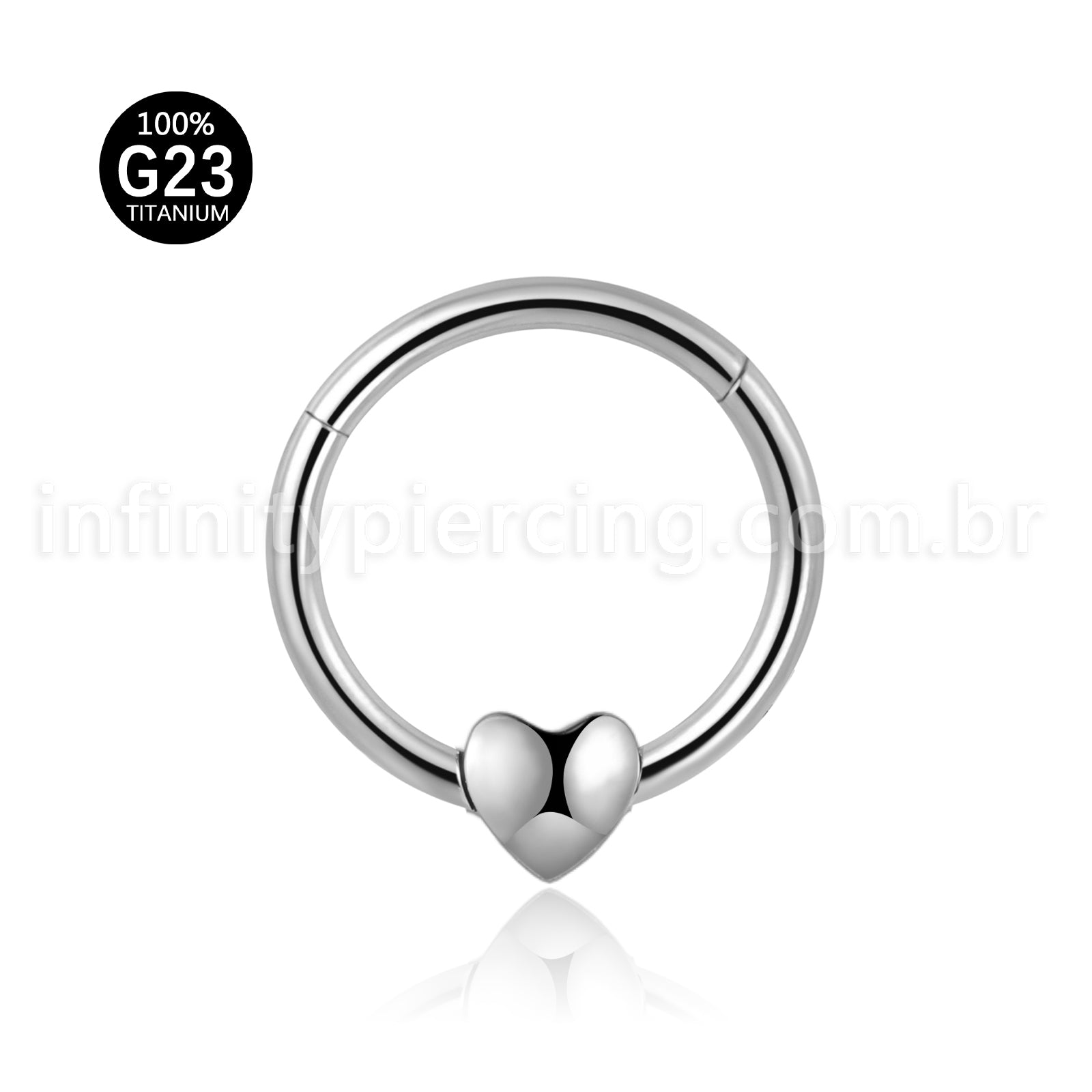Piercing Argola Titânio Coração Frontal Liso
